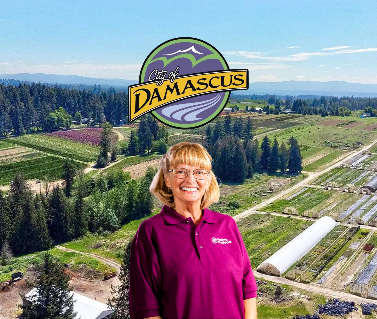 Home Instead caregiver with Damascus, Oregon in the background