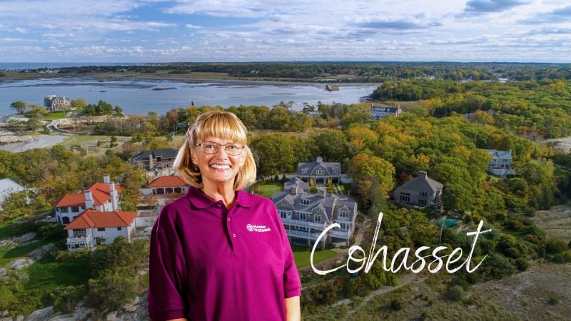 Home Instead caregiver with Cohasset Massachusetts in the background