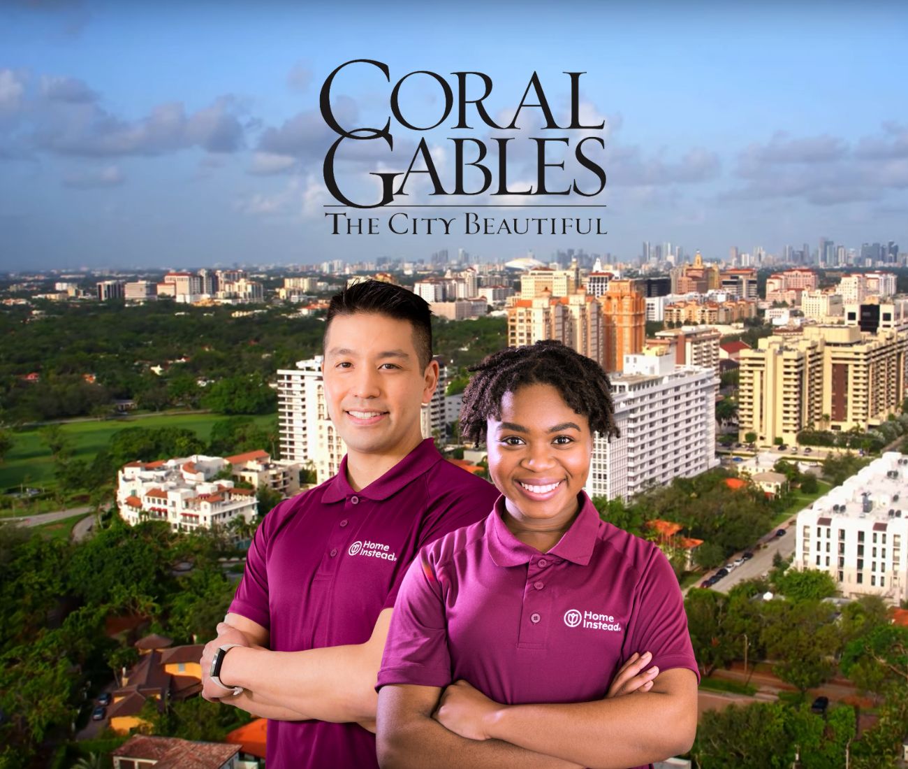 Home Instead caregivers with Coral Gables, Florida in the background